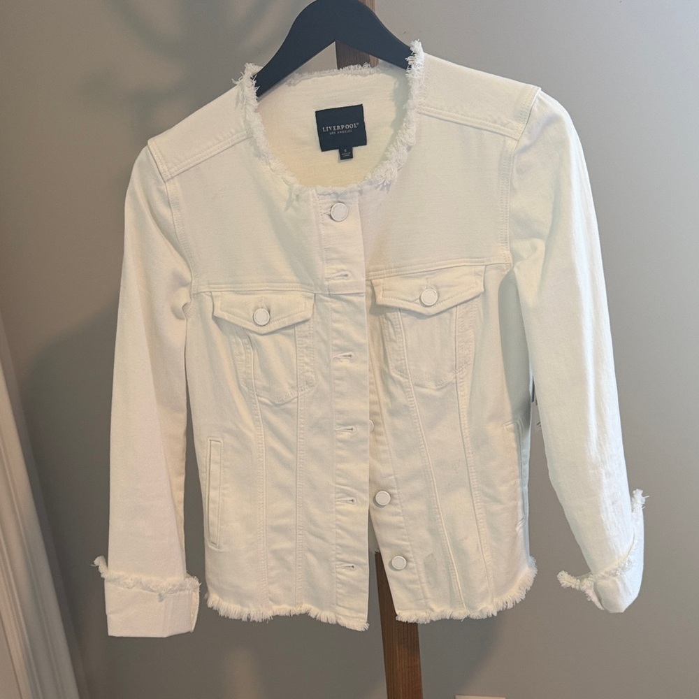 Liverpool White Frayed Denim Jacket - Women's